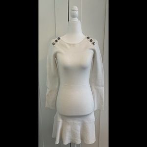zara Knit Long Sleeve White Dress Size S